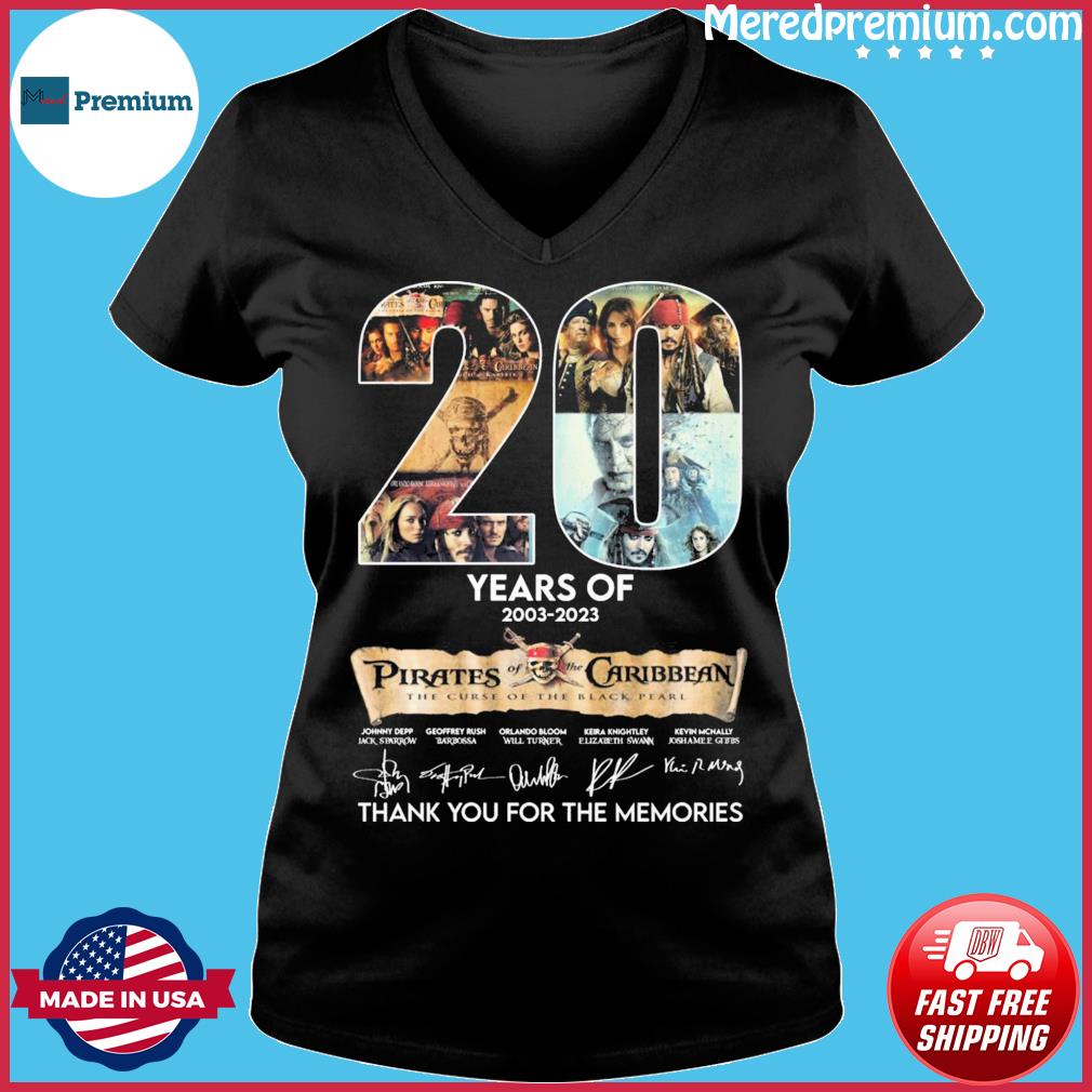 Pirates Of The Caribbean 20 years 2003 2023 thank you for the memories  signatures shirt, hoodie, sweater, long sleeve and tank top