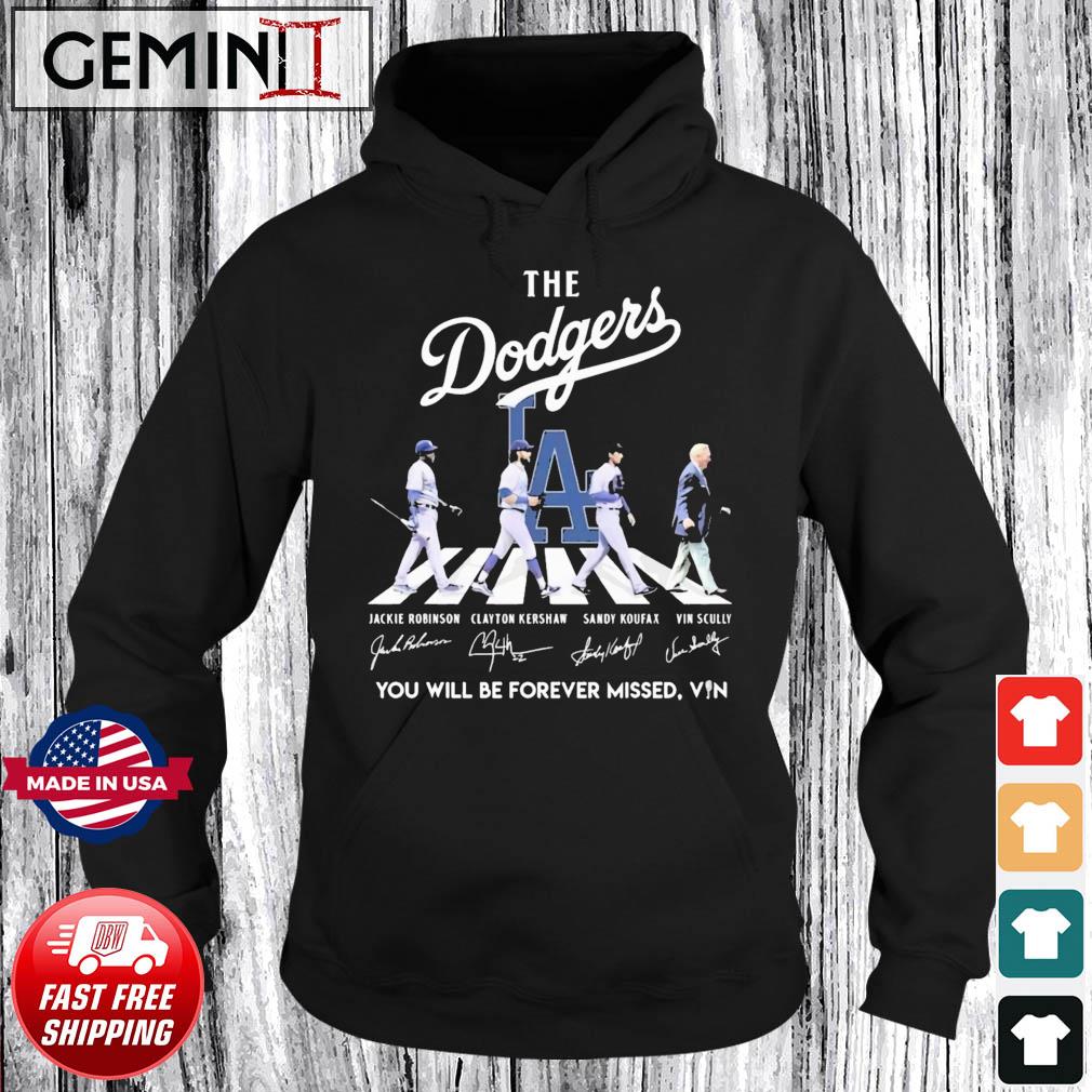 The Dodgers You Will Be Forever Missed Vin Scully Abbey Road Signatures  shirt, hoodie, sweater, long sleeve and tank top