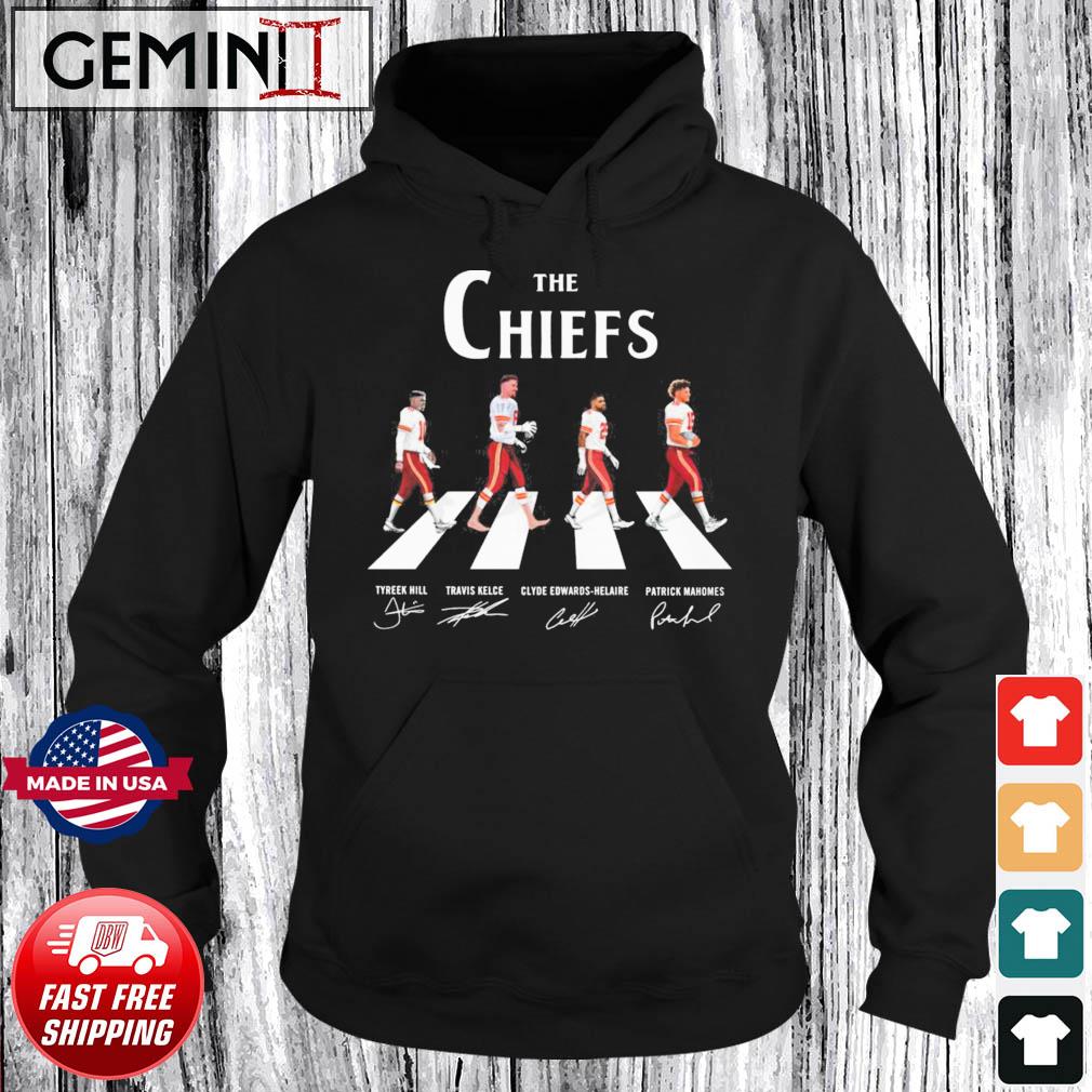 The Chiefs Tyreek Hill Travis Kelce Clyde Edwards-Helaire Patrick Mahomes  abbey road signatures shirt, hoodie, sweater, long sleeve and tank top