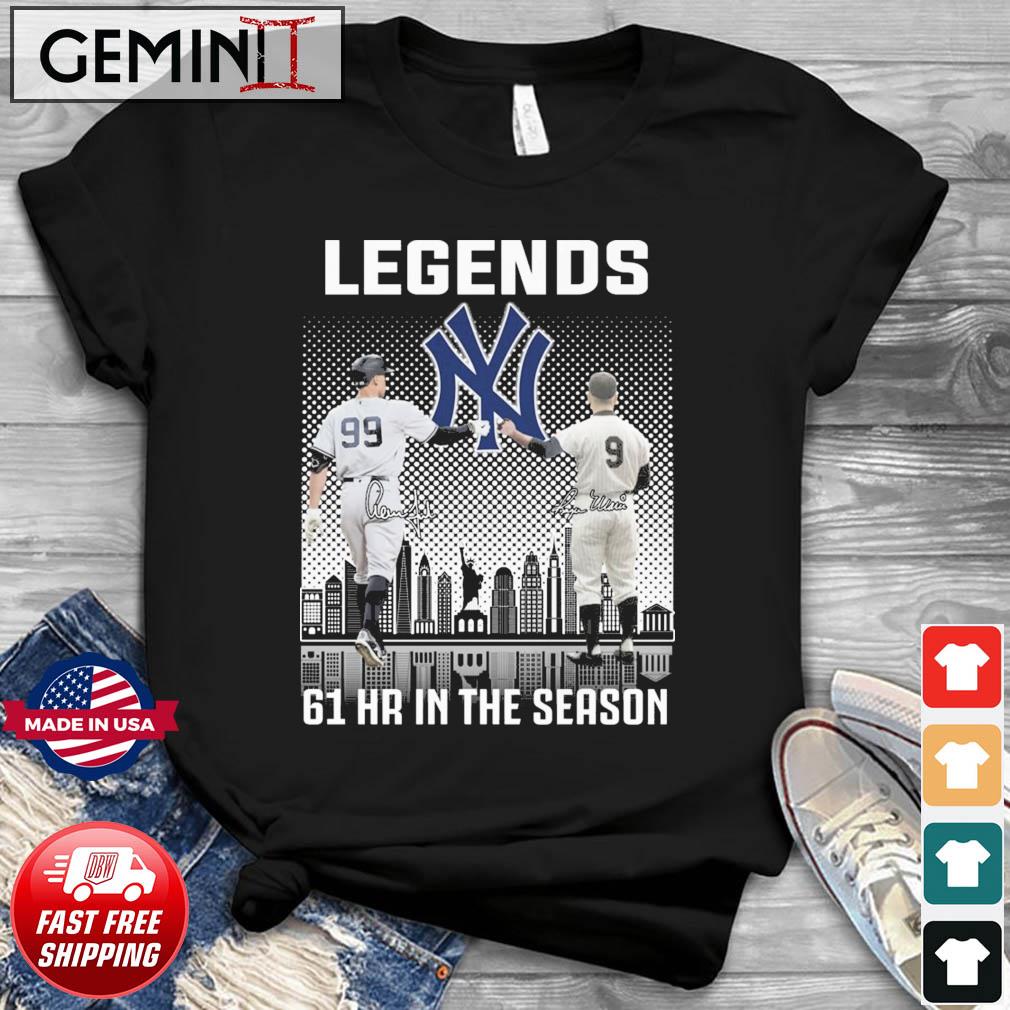 New York Yankees Aaron Judge And Roger Maris Jr Legends 61hr In The Season  Signatures Shirt, hoodie, sweater, long sleeve and tank top