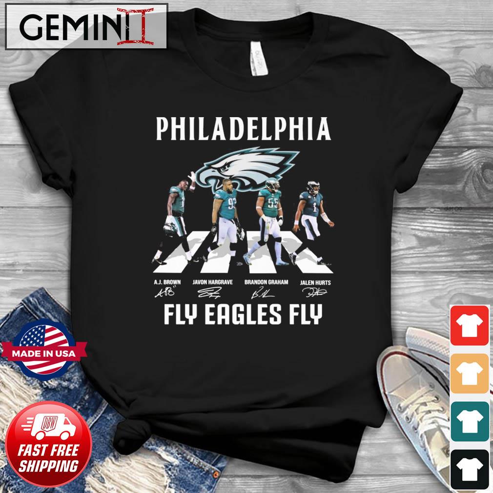 Funny philadelphia Eagles Abbey Road Fly Eagles Fly Signatures shirt,  hoodie, sweater, long sleeve and tank top