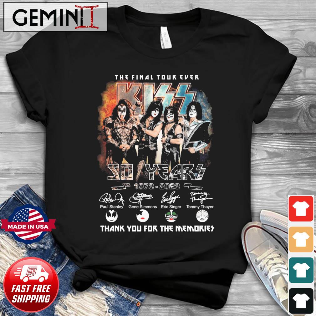Awesome kISS The Final Tour Ever 50 Years 1973-2023 Thank You For The Memories Signatures Shirt