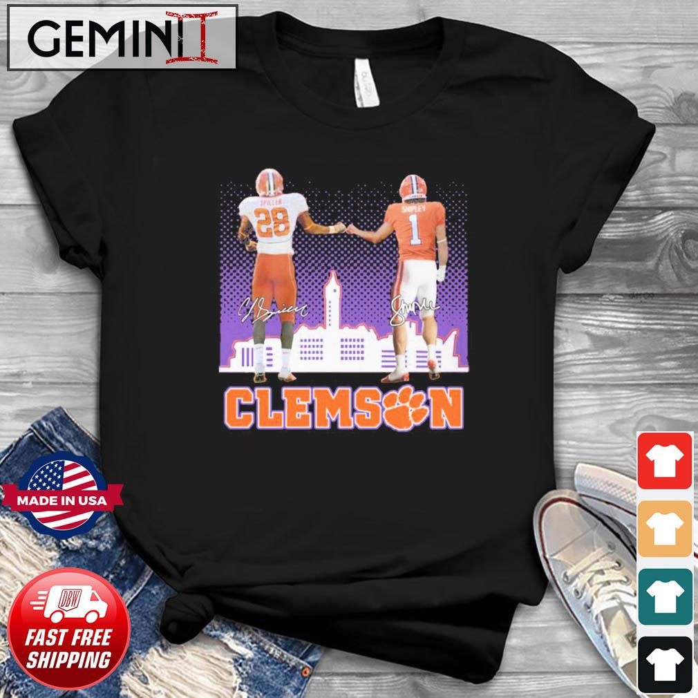 Clemson Tigers C.J Spiller And Will Shipley Clemson University Skyline signatures shirt