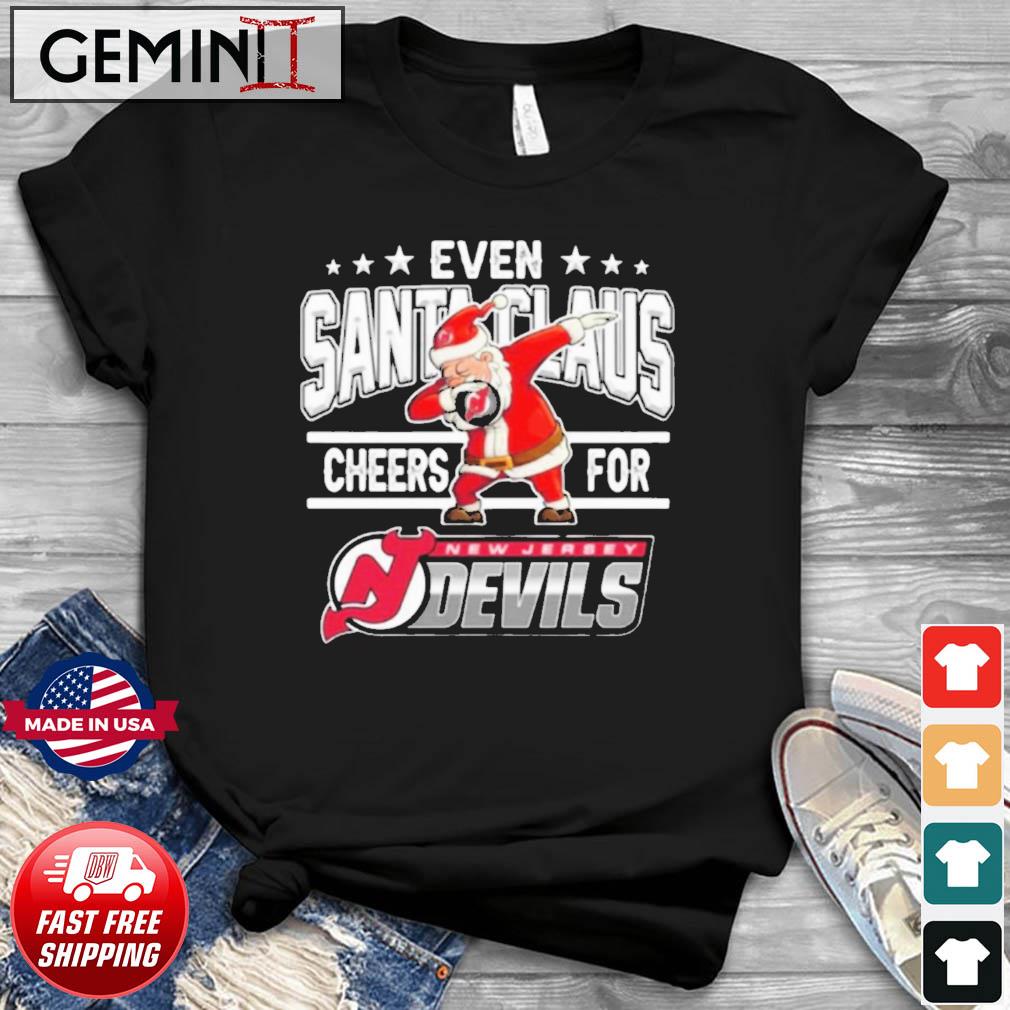 Even Santa Claus Cheers For New Jersey Devils Christmas Ugly Shirt