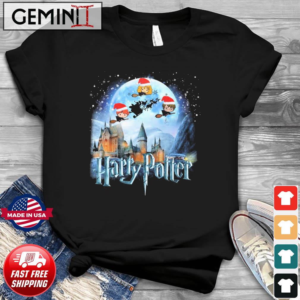 Harry Potter Chibi Flying Magic Merry Christmas Shirt