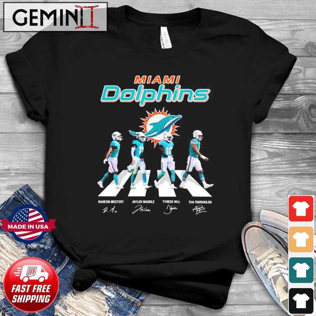 Miami Dolphins Raheem Mostert Jaylen Waddle Tyreek Hill And Tua Tagovailoa  Abbey Road Signatures Shirt - Limotees