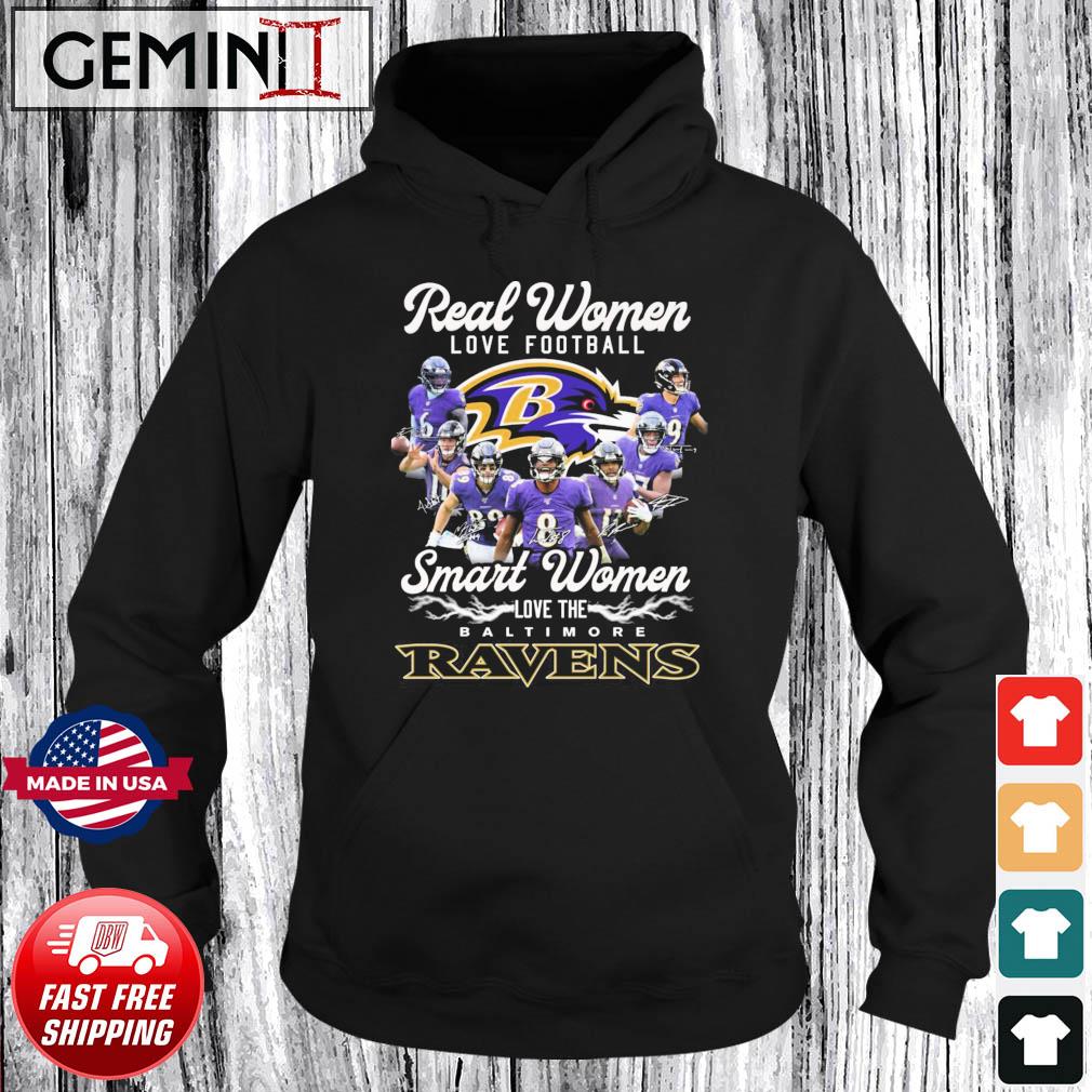 Real women love football smart women love the Baltimore Ravens heart logo  shirt, hoodie, sweater, long sleeve and tank top