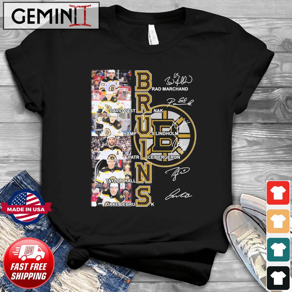 Official boston Bruins Brad Marchand David Pastrnak Hampus Lindholm Signatures Shirt