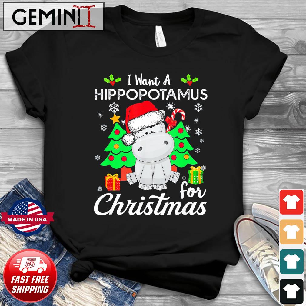 Retro I Want A Hippopotamus For Christmas Xmas Hippo Pajama T-Shirt