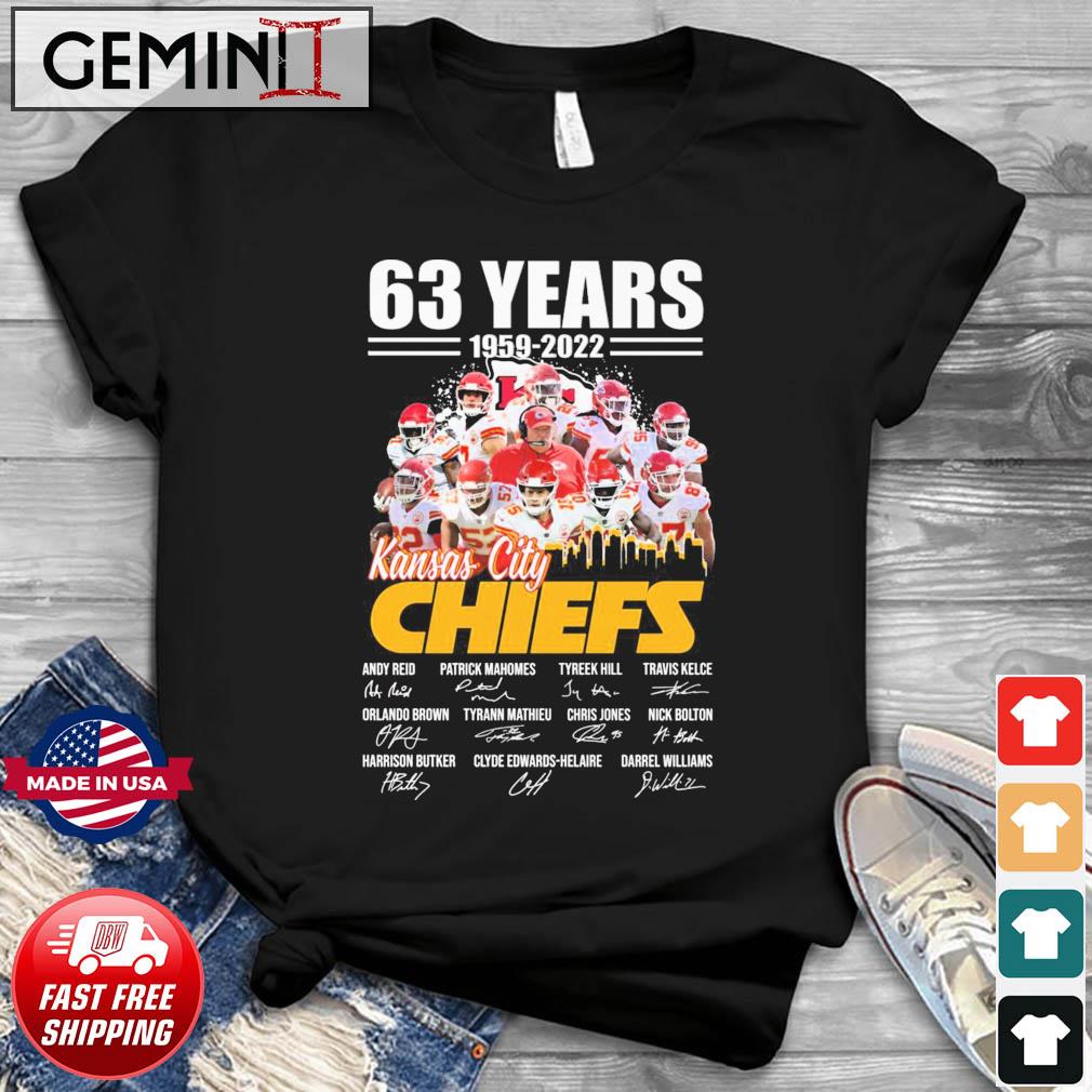 63 Years 1959-2022 Kansas City Chiefs Thank You For The Memories Signatures Shirt