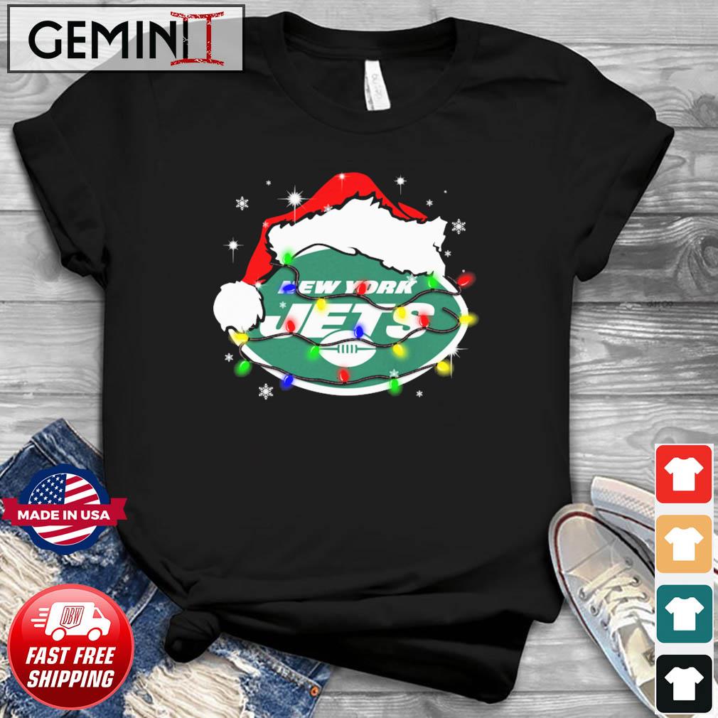 New York Jets Santa Hat Christmas Light Shirt