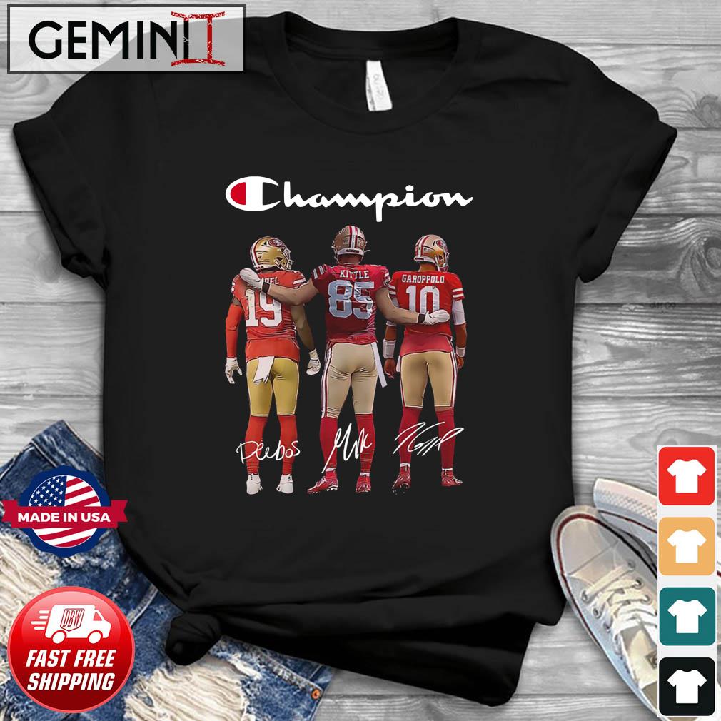 Champion Deebo Samuel George Kittle And Jimmy Garoppolo San Francisco 49ers Signatures Shirt