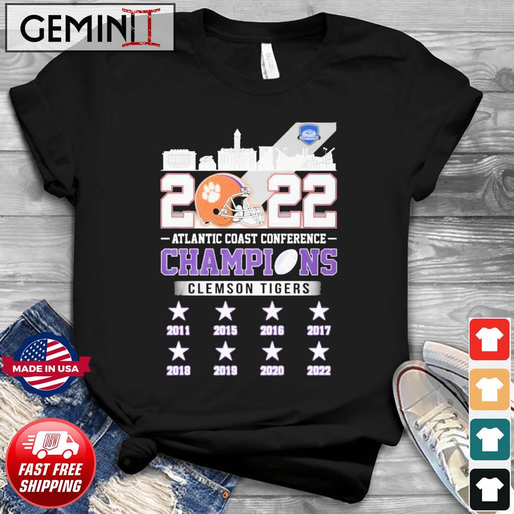 2022 Atlantic Coast Conference Champions Clemson Tigers Skyline Shirt