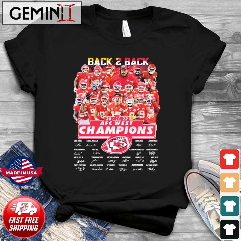 Kansas City Chiefs Back To Back 2022 AFC West Champions Signatures Shirt