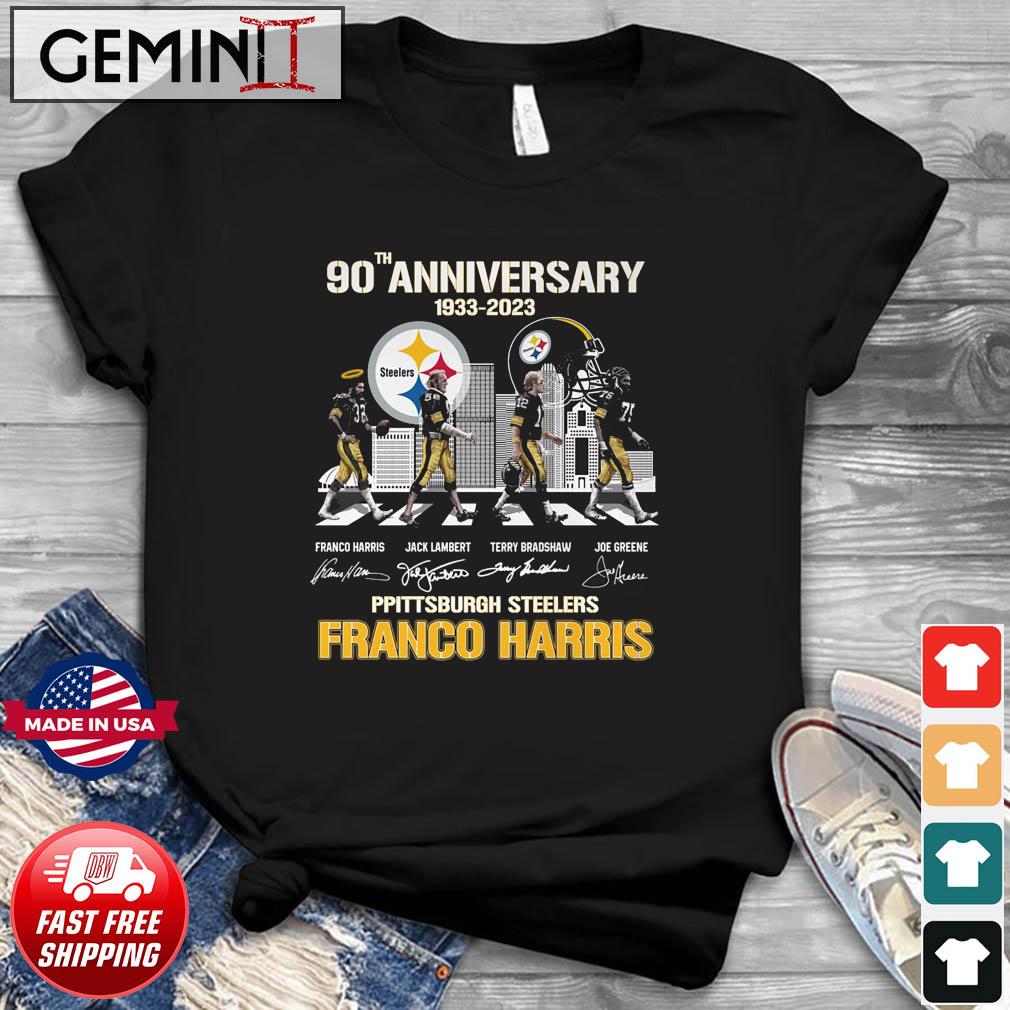 Pittsburgh Steelers Franco Harris Jack Lambert Terry Bradshaw And Joe Greene Abbey Road 90th Anniversary 1933 – 2023 Shirt