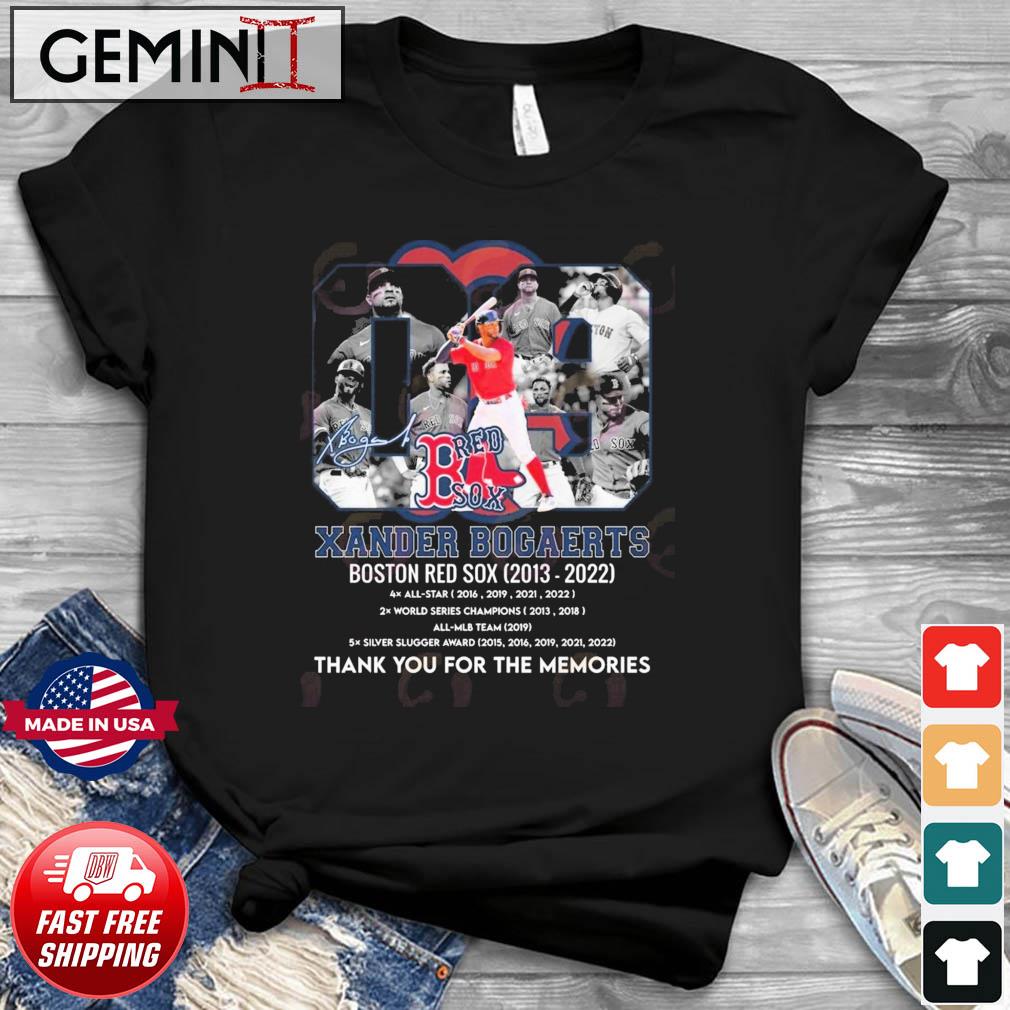 Xander Bogaerts Boston Red 2013-2022 thank you for the memories signature  shirt, hoodie, sweater, long sleeve and tank top