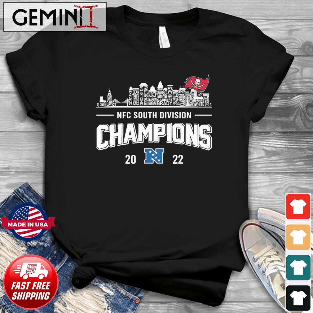 Tampa bay buccaneers team skyline nfc south division champions 2022 shirt,  hoodie, sweater, long sleeve and tank top