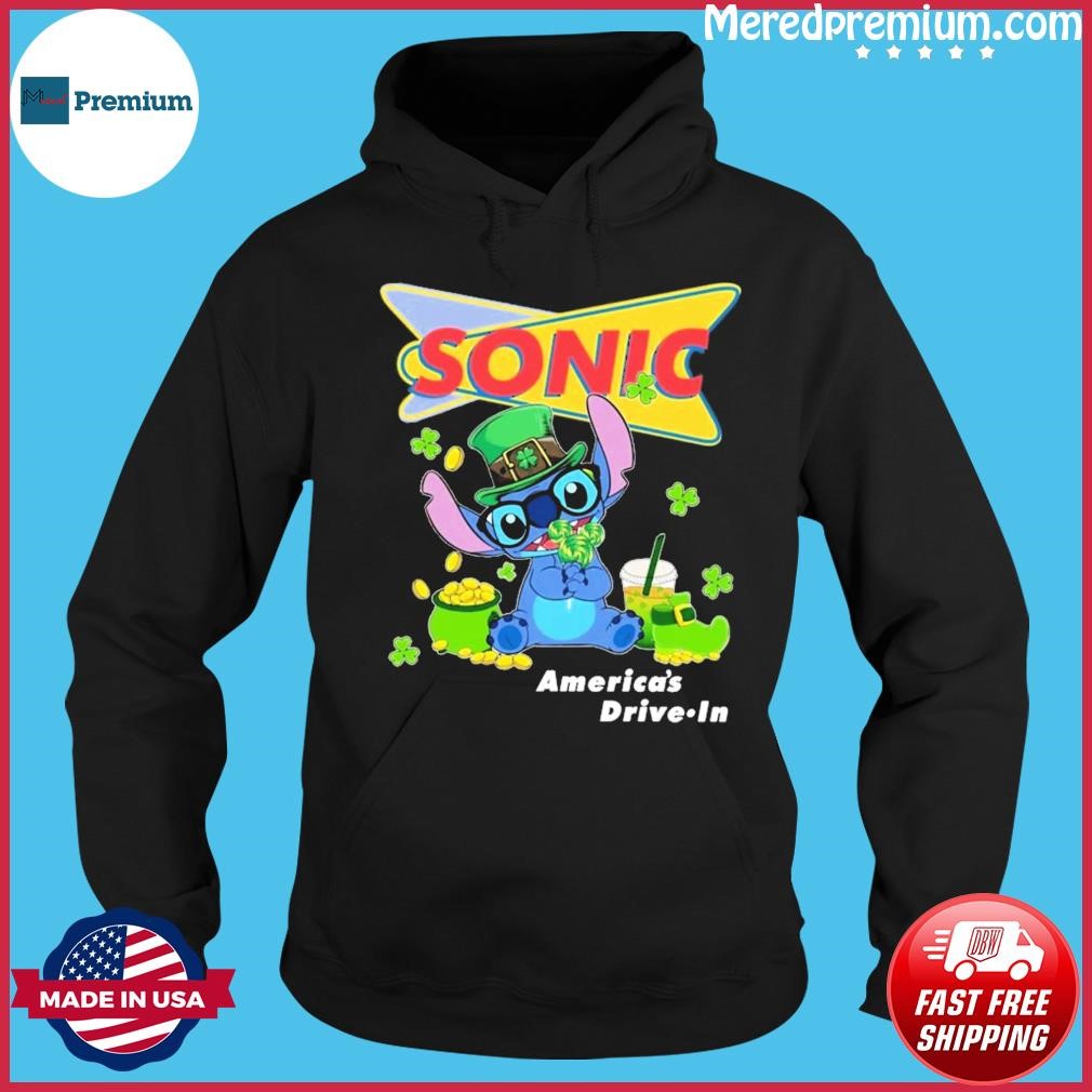 Baby Stitch And Sonic America's Drive-In Logo St Patrick's Day Shirt Hoodie.jpg