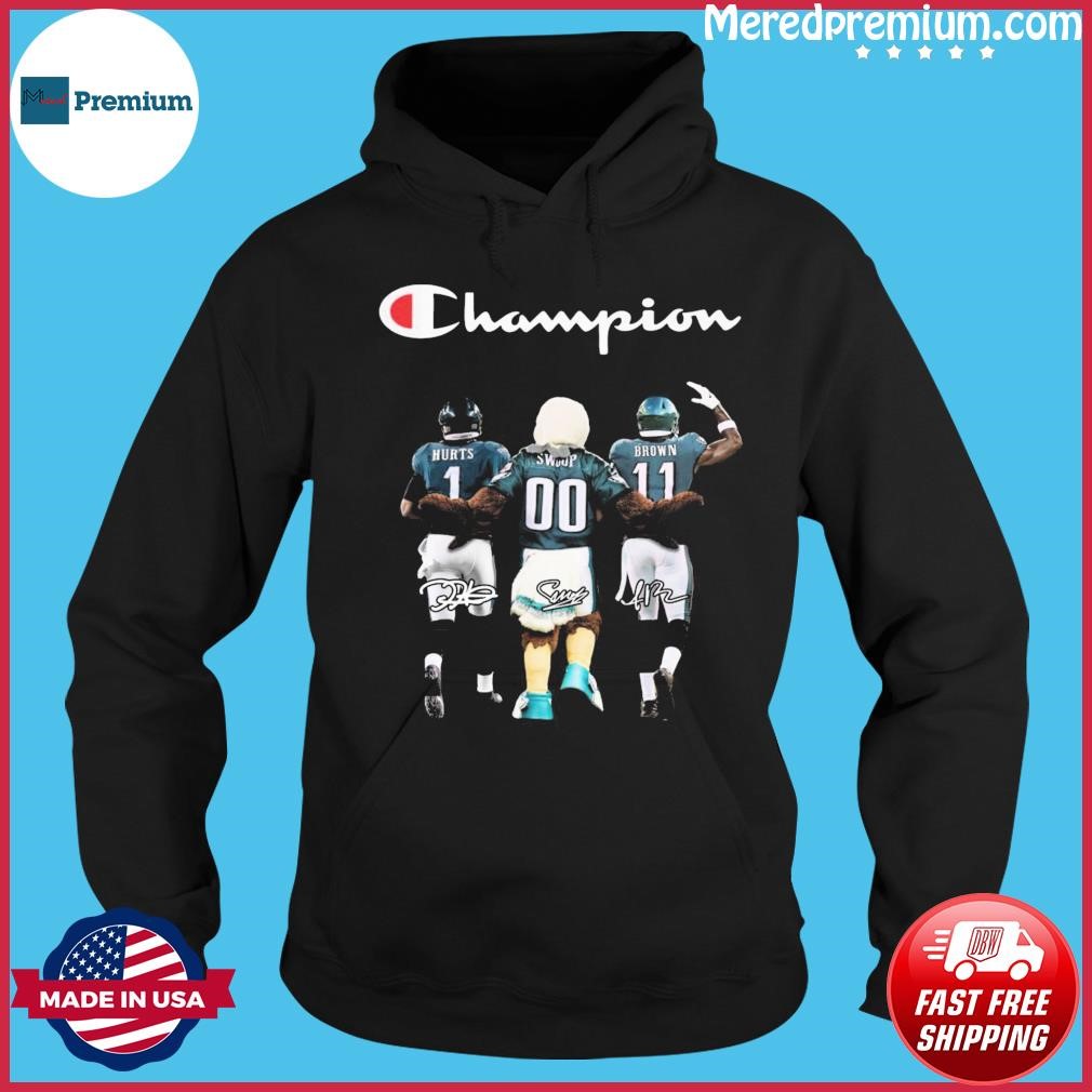 Champion Philadelphia Eagles Swoop Aj Brown And Jalen Hurts Signatures Shirt Hoodie.jpg