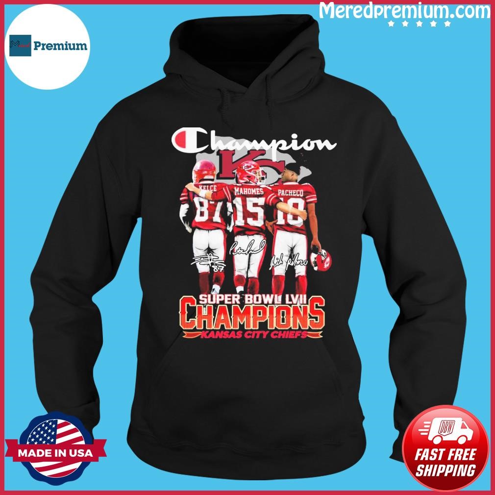 Champion Travis Kelce and Patrick Mahomes II Kansas City chiefs Super Bowl  LVII champions skyline signatures shirt, hoodie, sweater, long sleeve and  tank top