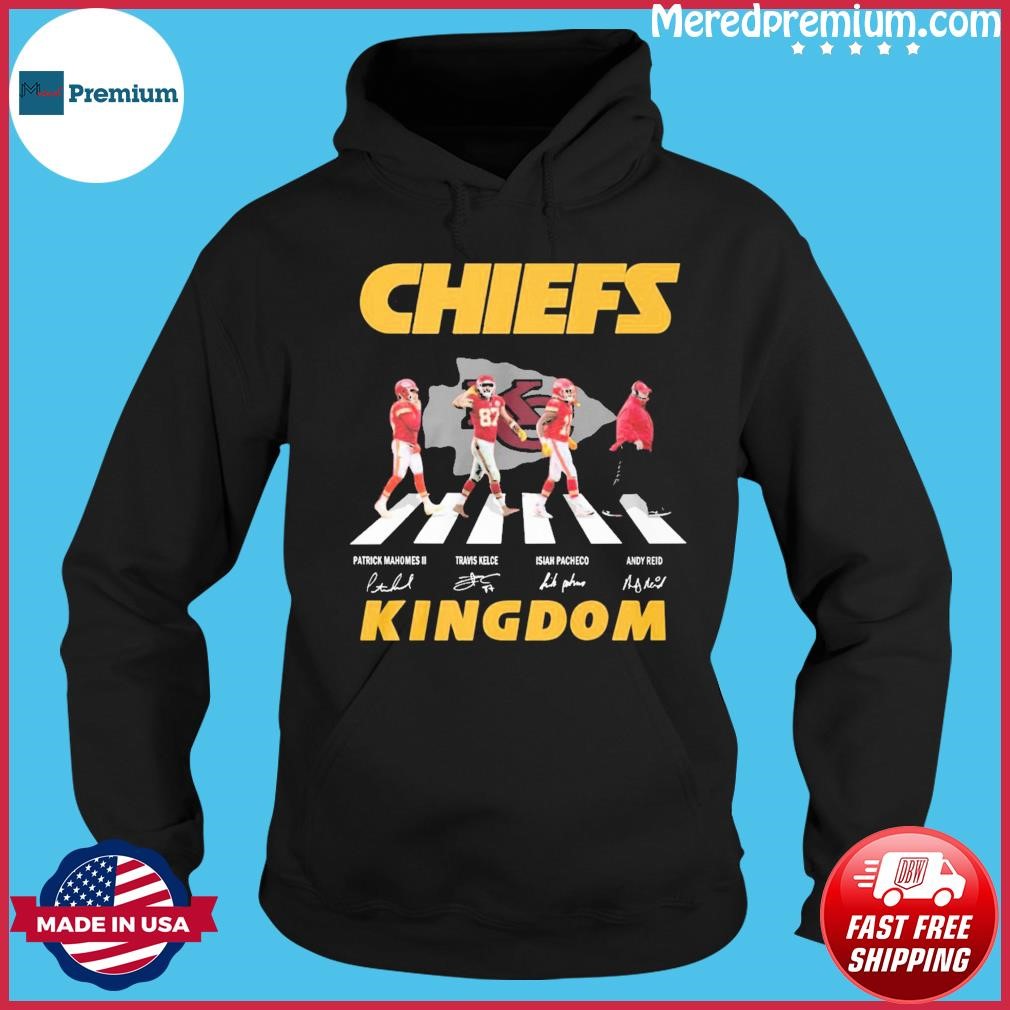 Chiefs Kingdom Isiah Pacheco Travis Kelce Patrick Mahomes And Andy Reid Abbey Road Signatures Shirt Hoodie.jpg