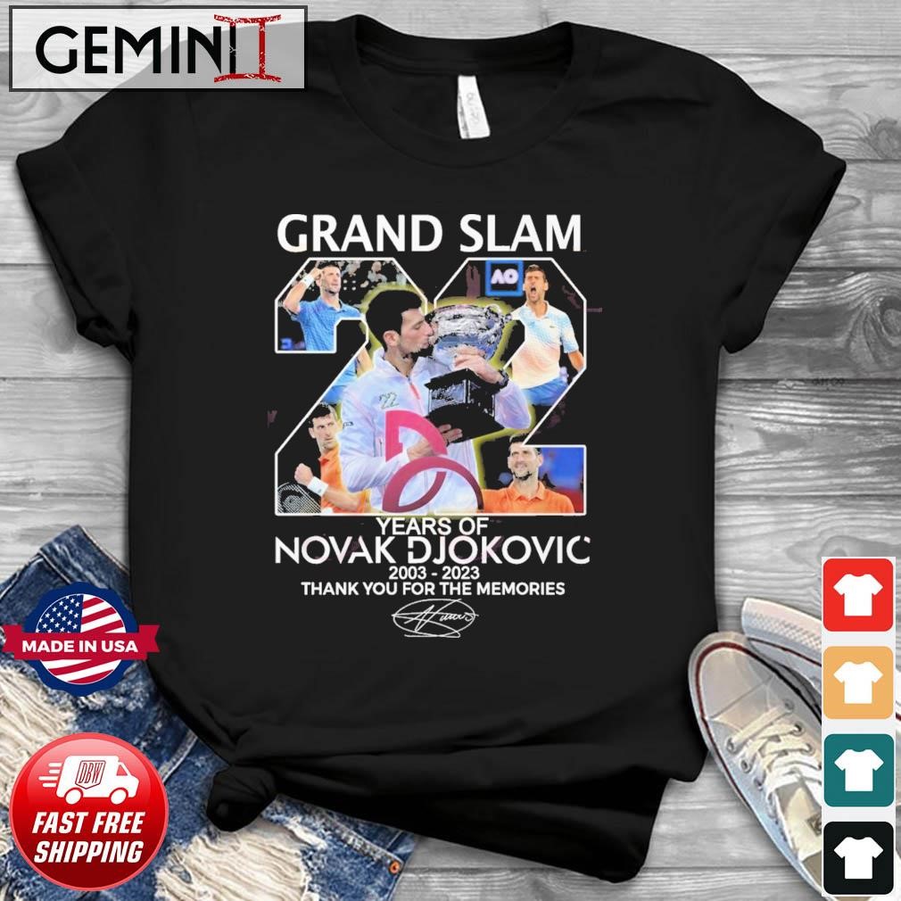 Grand Slam 22 Years Of Novak Djokovic 2003 – 2023 Thank You For The Memories Shirt