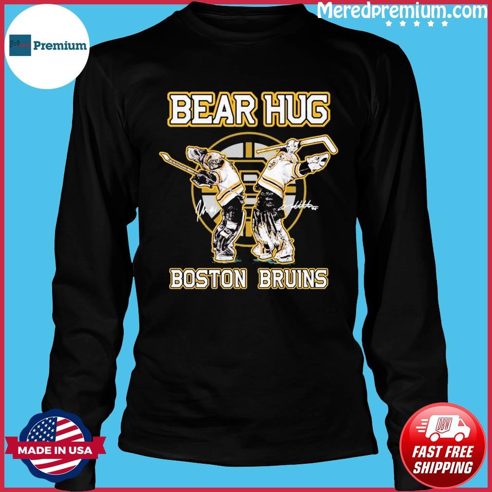 Jeremy Swayman, Linus Ullmark Bear hug Boston Bruins signatures shirt,  hoodie, sweater, long sleeve and tank top