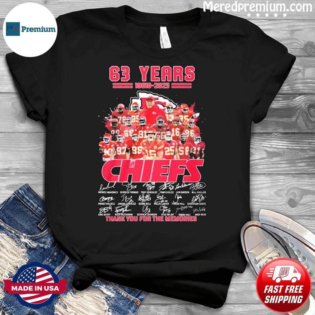Kansas City Chiefs 63 Years 1960-2023 Thank You For The Memories Signatures Shirt