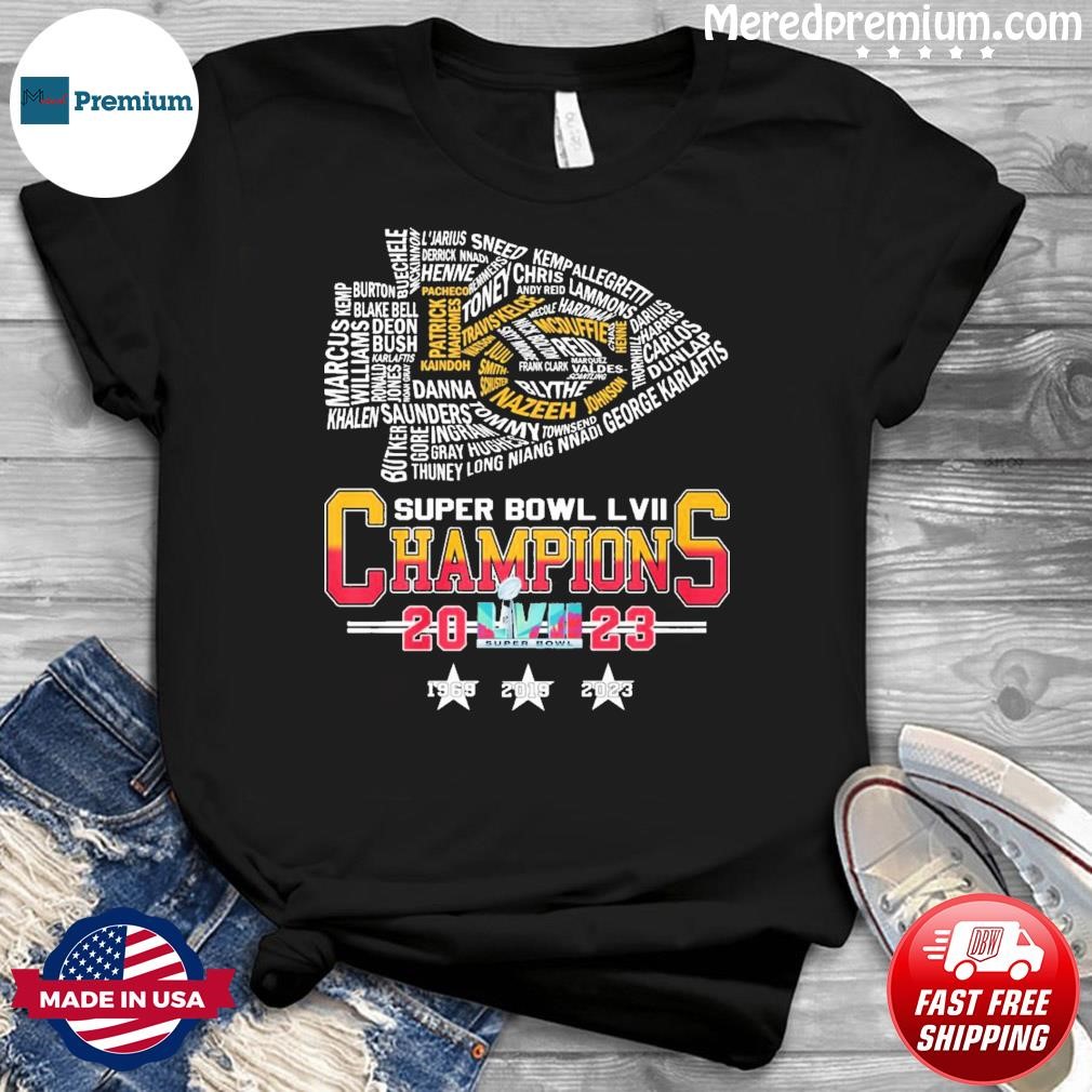Kansas City Chiefs Logo Players Name 2023 Super Bowl LVII Champions Shirt