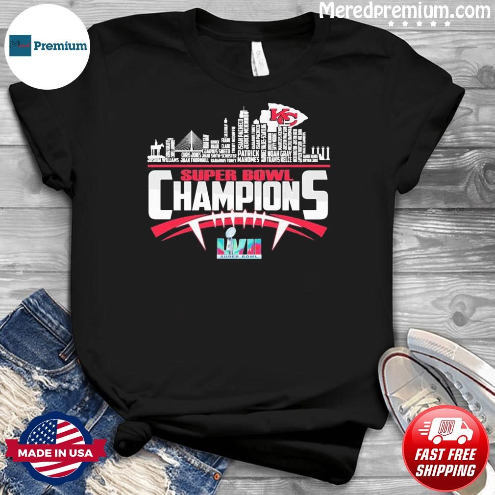 Kansas City Chiefs Skyline Players Name 2022-2023 Super Bowl LVII Champions Shirt