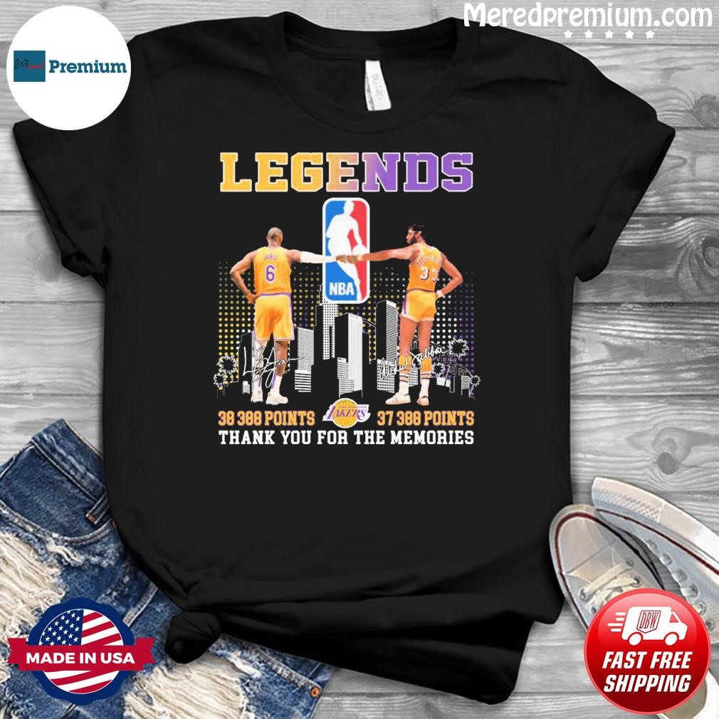 Legends Lebron James And Kareem Abdul-jabbar Thank You For The Memories Signatures Shirt