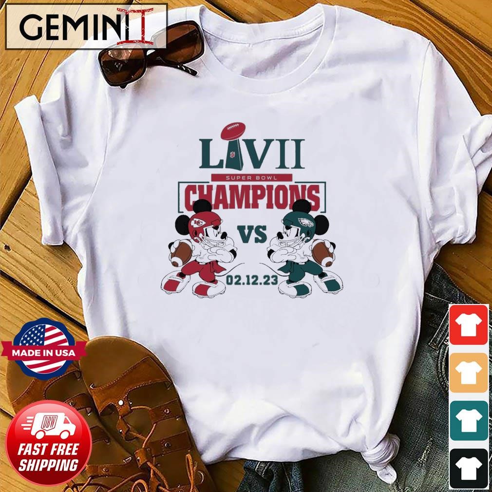 Mickey Mouse Eagles Vs chiefs Super Bowl LVII Champions 2023 Shirt