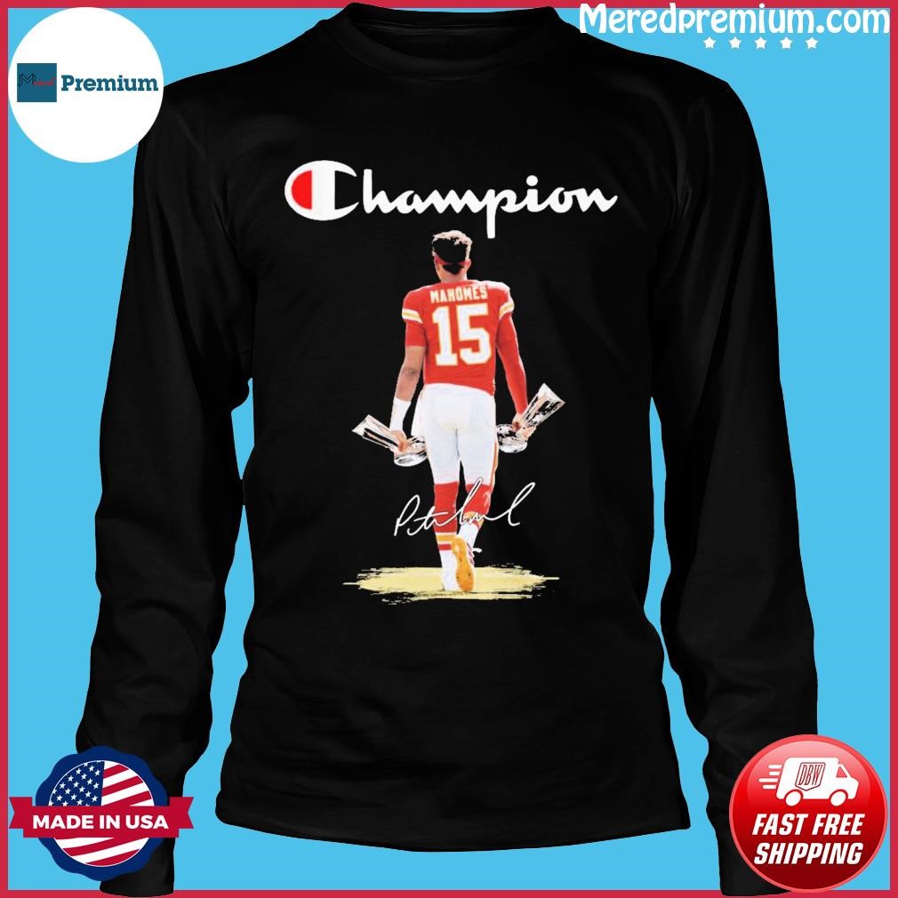 Official Champion Patrick Mahomes Kansas City Chiefs Signature Shirt  Longsleeve T-shirt