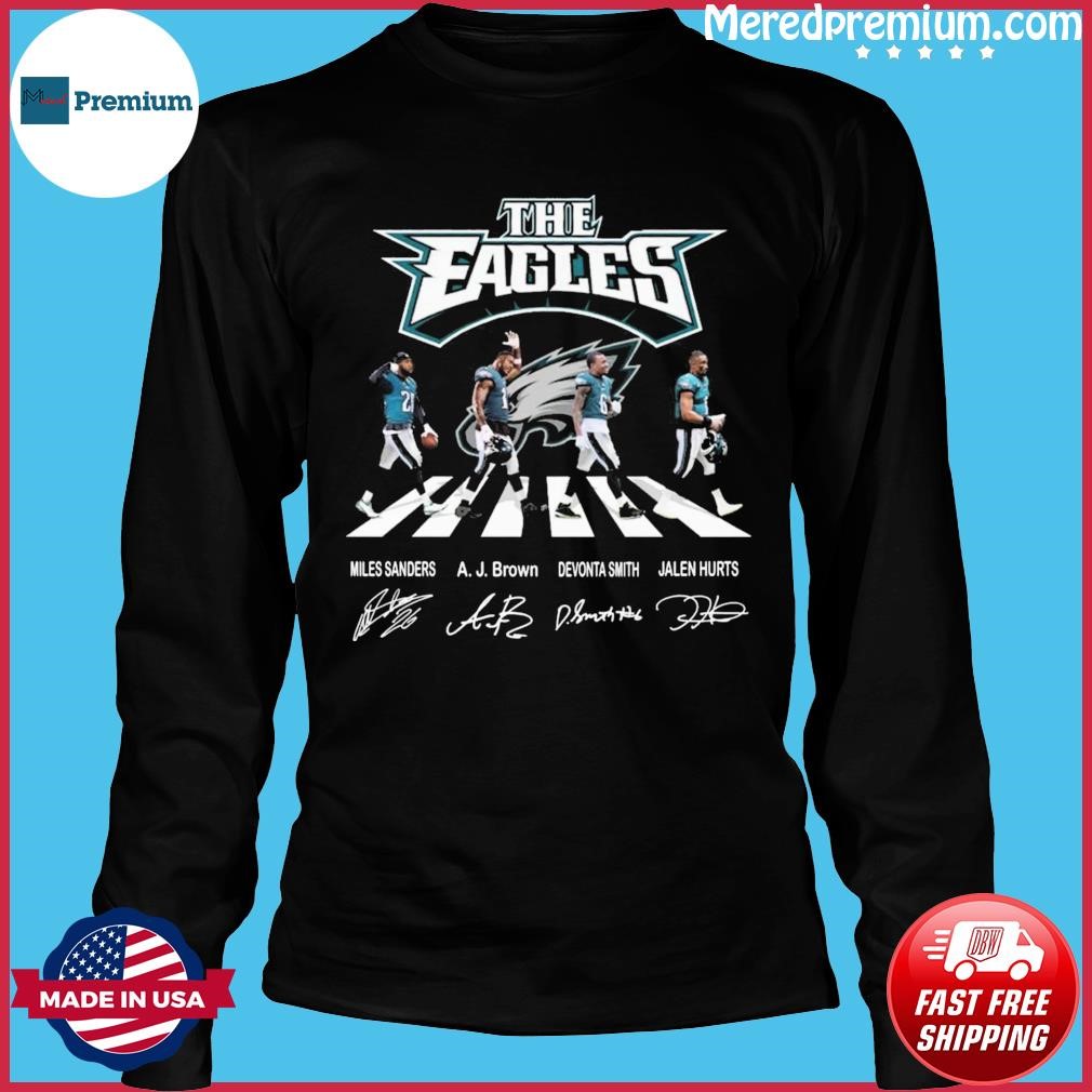 Philadelphia Eagles Miles Sanders AJ Brown Devonta Smith Jalen Hurts  Christmas Signature Best T-Shirt, hoodie, sweater, long sleeve and tank top