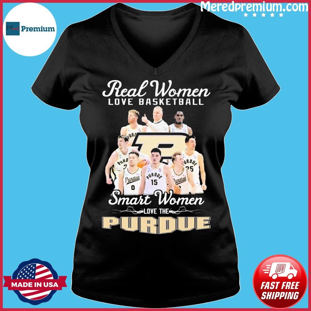 Real Women Love Basketball Smart Women Love The Purdue Boilermakers Shirt Ladies V-neck.jpg