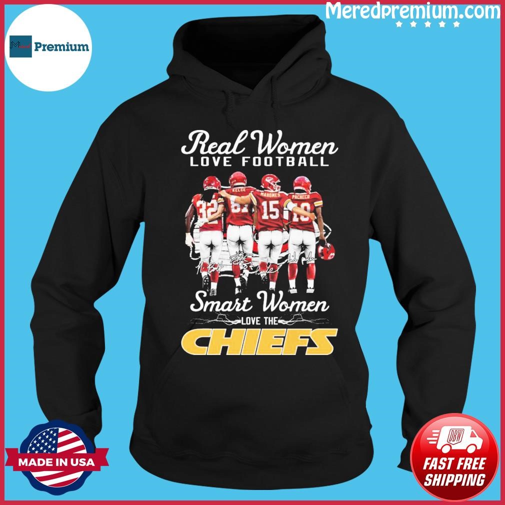 Real Women Love Football Smart Women Love The Chiefs Tyrann Mathieu Travis  Kelce Patrick Mahomes And Pacheco Signatures Shirt, hoodie, sweater, long  sleeve and tank top