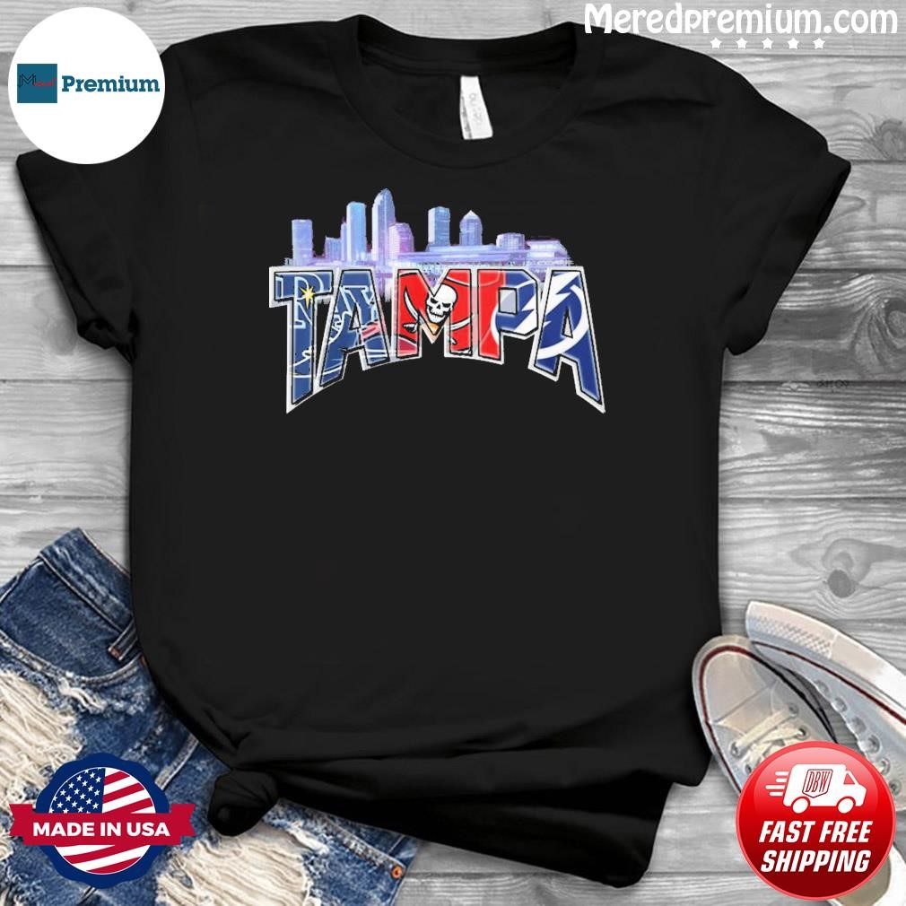 Skyline Tampa Sports Team Shirt Buccaneers, Rays And Lightning