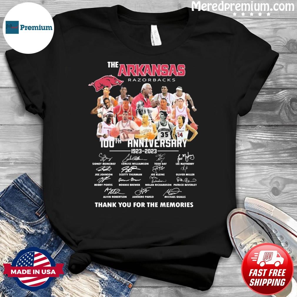 The Arkansas Men's Basketball 100th Anniversary 1923-2023 Thank You For The Memories Signatures Shirt