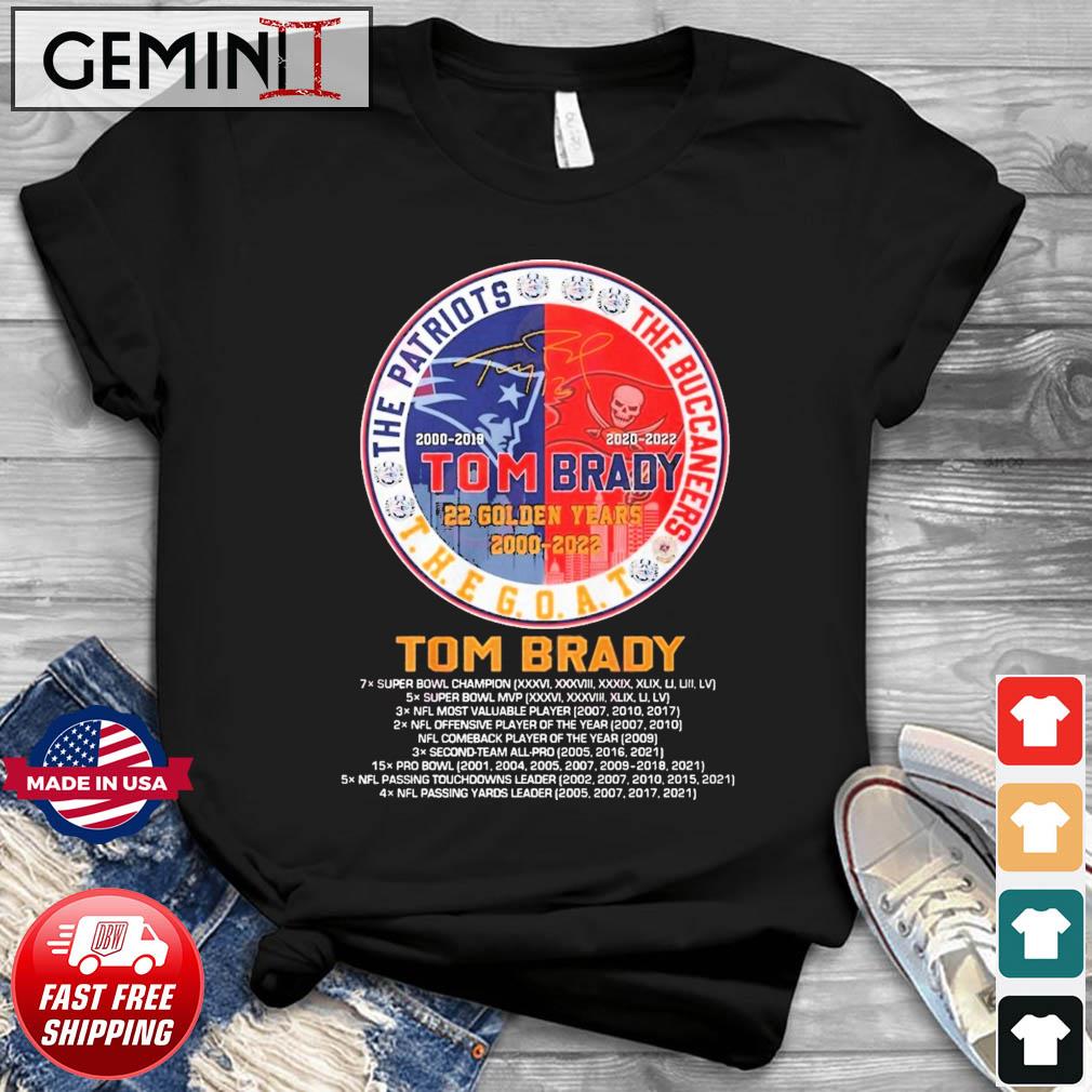 Official Tom Brady The Goat Tampa Bay Buccaneers and New England Patriots  signatures shirt, hoodie, sweater, long sleeve and tank top