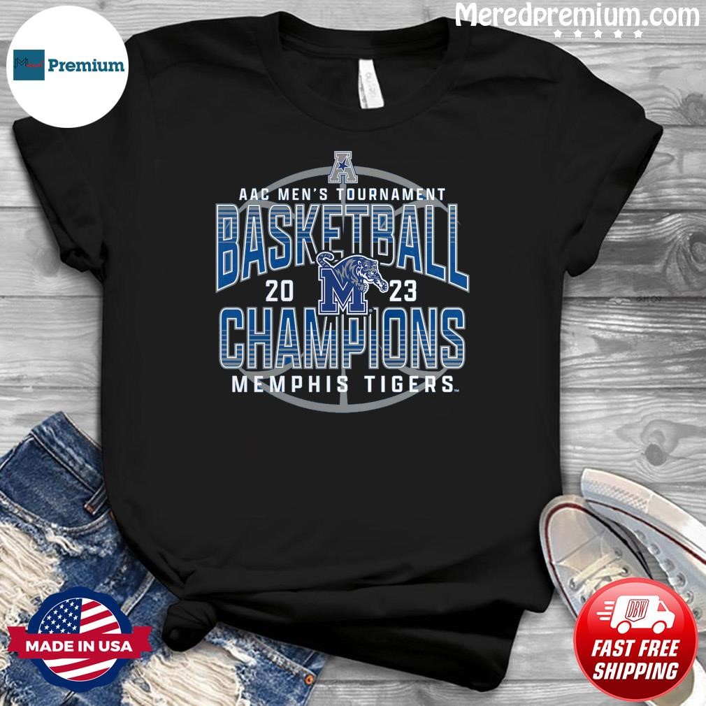 AAC Men's Tournament Basketball 2023 Memphis Tigers Champions Shirt