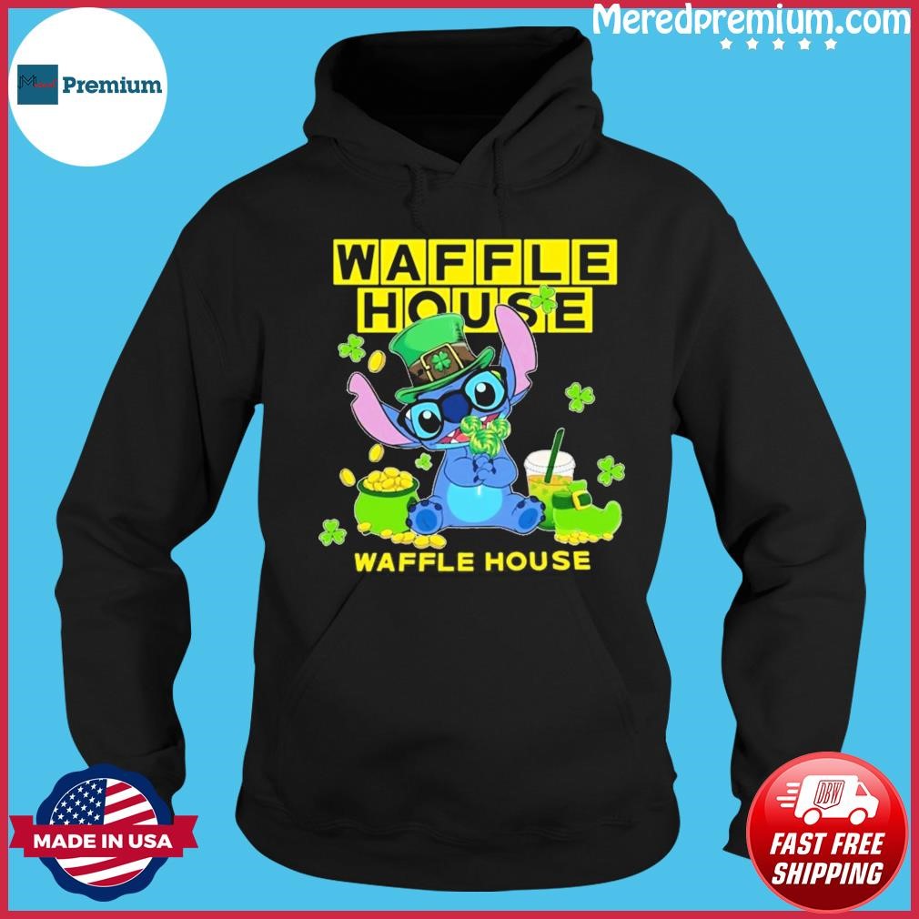 Baby Stitch and Waffle House Logo St Patrick's Day Shirt Hoodie.jpg