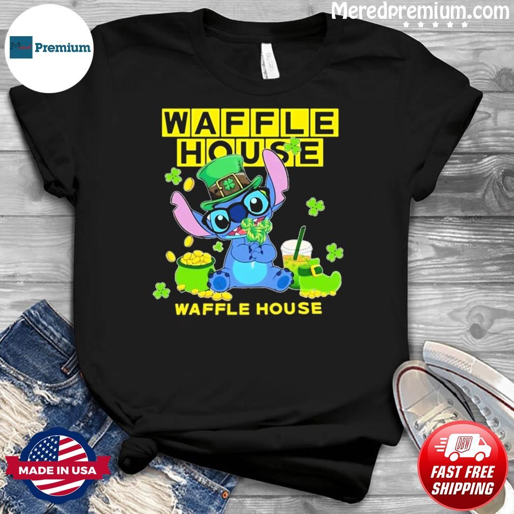 Baby Stitch and Waffle House Logo St Patrick's Day Shirt