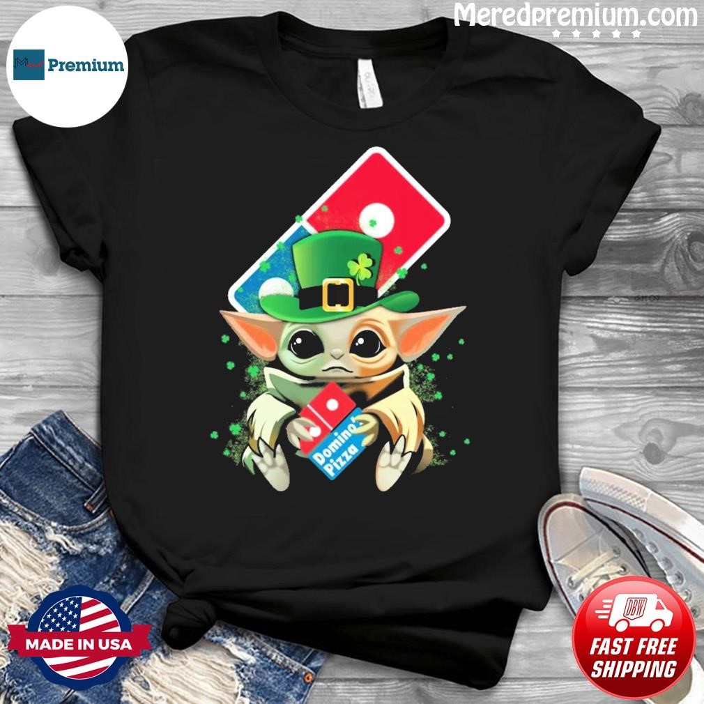 Baby Yoda Hug Domino's Pizza Logo St Patrick's Day Shirt