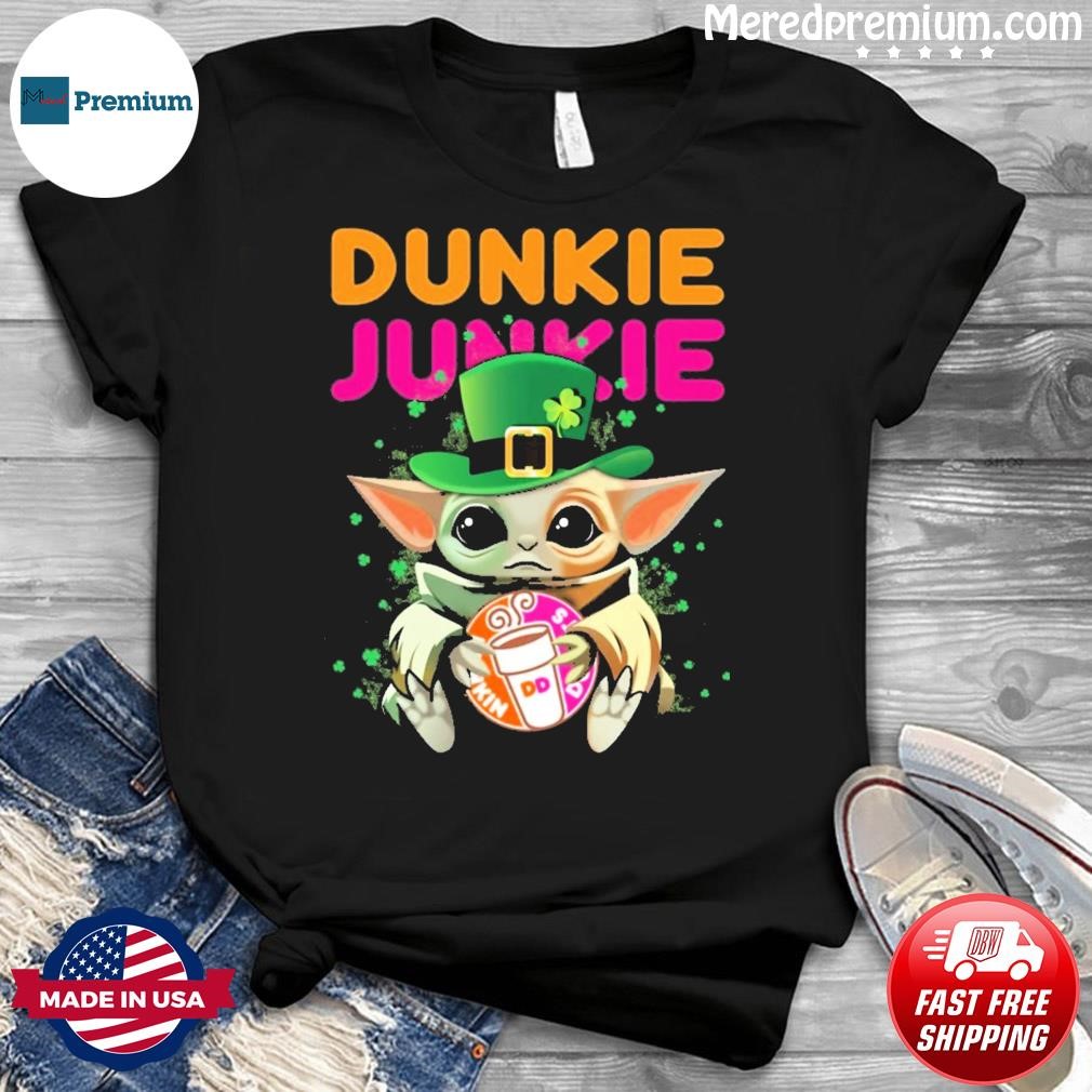 Baby Yoda Hug Dunkin' Donuts St Patrick's Day Shirt