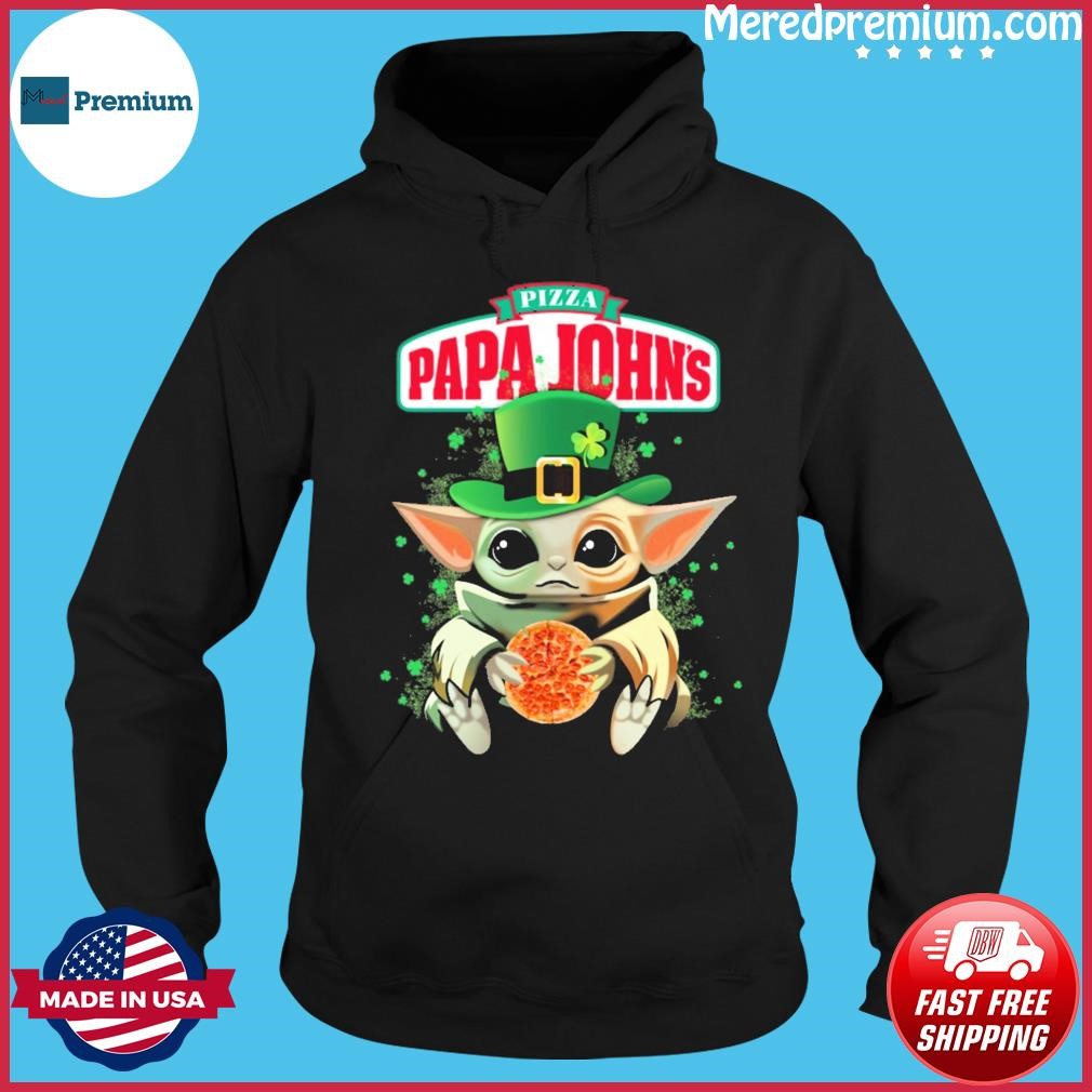 Baby Yoda Hug Papa John's Pizza Logo St Patrick's Day Shirt Hoodie.jpg