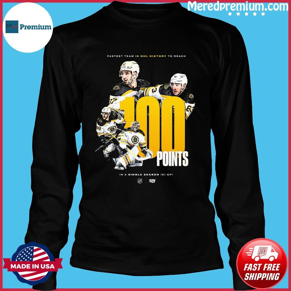 Boston Bruins 100 Points Fastest Team In NHL History To Reach In A Signle  Season 61gp 2023 T-Shirt, hoodie, longsleeve, sweatshirt, v-neck tee