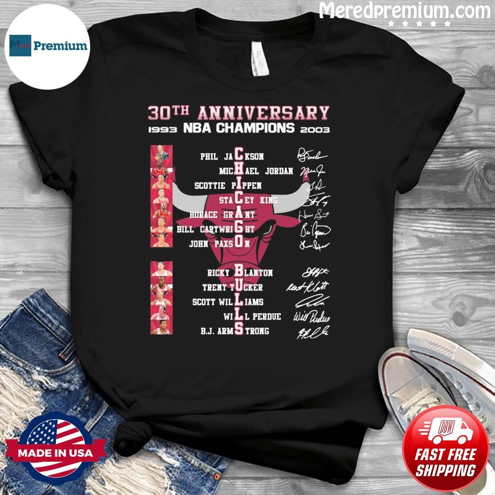 Chicago Bulls 30th Anniversary NBA Champions 1993-2023 Signatures Shirt