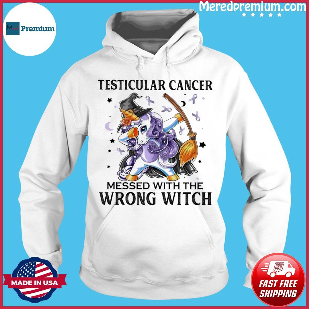 Dabbing Unicorn Testicular Cancer Messed With The Wrong Witch Shirt Hoodie.jpg