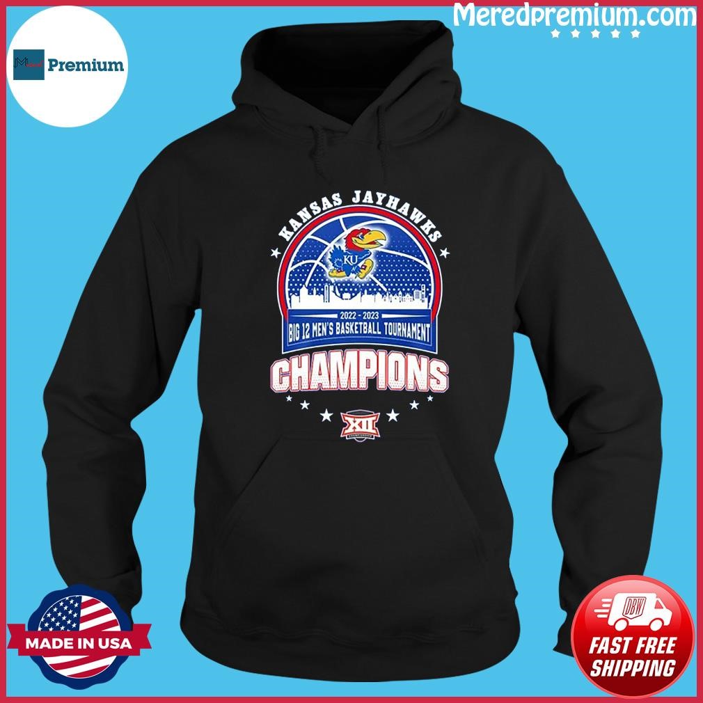 Kansas Jayhawks 2022 2023 Big 12 Men's Basketball Tournament Champions Shirt Hoodie.jpg