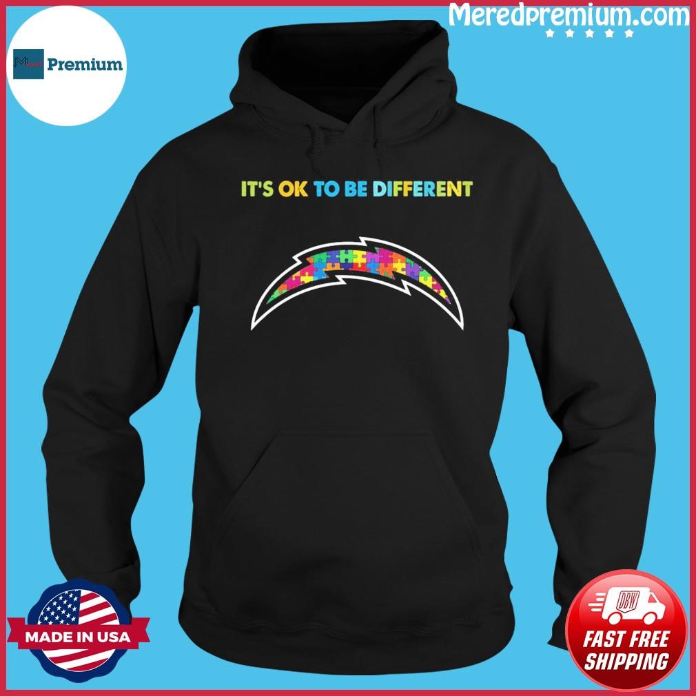 Los Angeles Chargers It's Ok To Be Different Autism Awareness Shirt Hoodie.jpg
